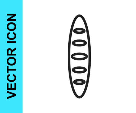 Black line French baguette bread icon isolated on white background. Vectorのイラスト素材