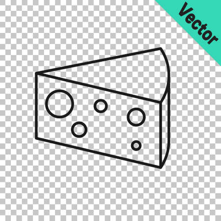 Black line Cheese icon isolated on transparent background. Vectorのイラスト素材