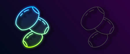 Glowing neon line Olives icon isolated on black background. Vectorのイラスト素材