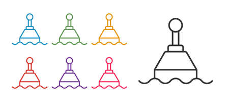 Set line Floating buoy on the sea icon isolated on white background. Set icons colorful. Vectorのイラスト素材