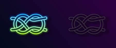Glowing neon line Nautical rope knots icon isolated on black background. Rope tied in a knot. Vectorのイラスト素材