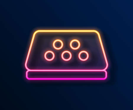 Glowing neon line Taxi car roof icon isolated on black background. Vectorのイラスト素材