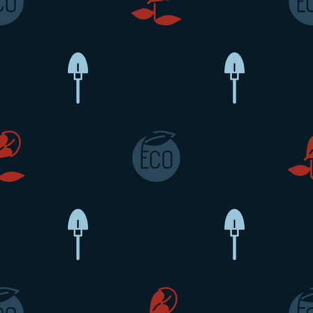 Set Sprout, Eco healthy food and Shovel on seamless pattern. Vectorのイラスト素材
