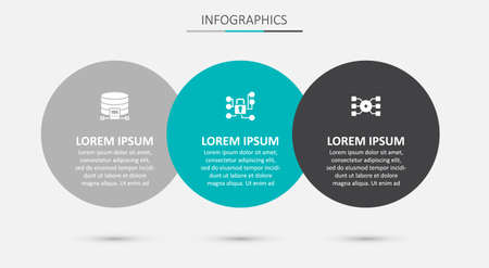 Set Cyber security, Cloud database and Neural network. Business infographic template. Vectorのイラスト素材