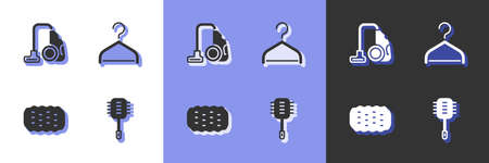 Set Toilet brush, Vacuum cleaner, Sponge and Hanger wardrobe icon. Vectorのイラスト素材