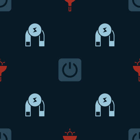 Set Lamp hanging, Power button and Magnet on seamless pattern. Vectorのイラスト素材