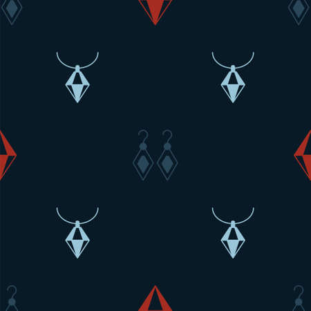 Set Gem stone, Earrings and Pendant necklace on seamless pattern. Vectorのイラスト素材