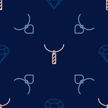 Set line Diamond, Necklace with heart shaped and Pendant necklace on seamless pattern. Vectorのイラスト素材