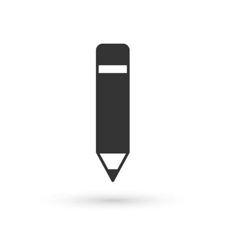 Grey Pencil with eraser icon isolated on white background. Drawing and educational tools. School office symbol. Vectorのイラスト素材