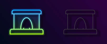 Glowing neon line Railway tunnel icon isolated on black background. Railroad tunnel. Vectorのイラスト素材