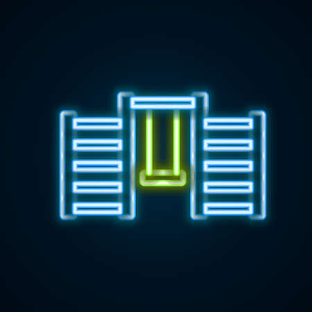 Glowing neon line Wooden Swedish wall icon isolated on black background. Swedish stairs. Colorful outline concept. Vectorのイラスト素材