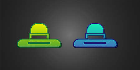 Green and blue Gardener, farmer or agricultural worker hat icon isolated on black background. Vectorのイラスト素材