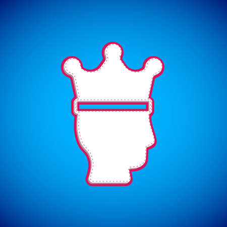 White King crown icon isolated on blue background. Vectorのイラスト素材