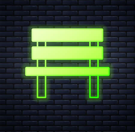 Glowing neon Bench icon isolated on brick wall background. Vectorのイラスト素材