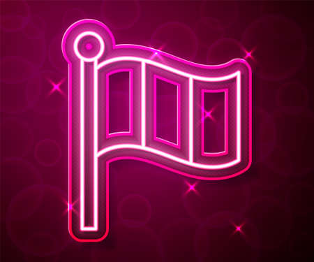 Glowing neon line Flag Italy icon isolated on red background. Vectorのイラスト素材