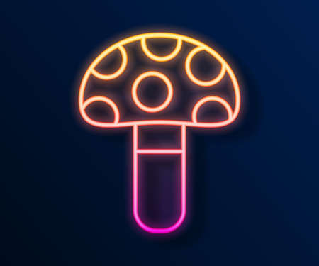 Glowing neon line Psilocybin mushroom icon isolated on black background. Psychedelic hallucination. Vectorのイラスト素材