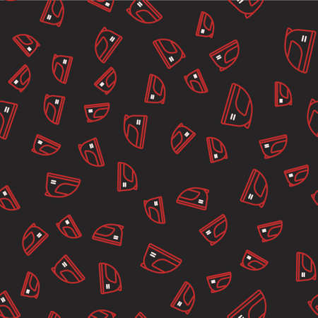 Line Racing helmet icon isolated seamless pattern on black background. Vectorのイラスト素材
