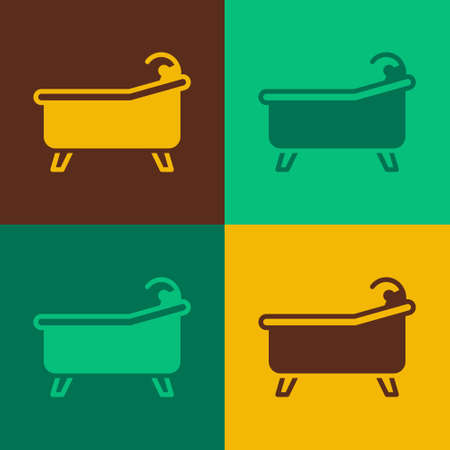 Pop art Bathtub icon isolated on color background. Vectorのイラスト素材
