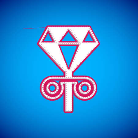 White Stud earrings icon isolated on blue background. Jewelry accessories. Vectorのイラスト素材