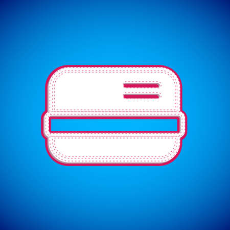 White Credit card icon isolated on blue background. Online payment. Cash withdrawal. Financial operations. Shopping sign. Vectorのイラスト素材