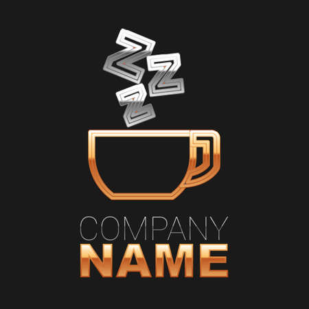 Line Chamomile tea icon isolated on black background. A useful therapeutic drink from flowers of chamomile medicinal. Colorful outline concept. Vectorのイラスト素材