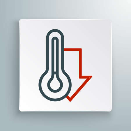 Line Meteorology thermometer measuring icon isolated on white background. Thermometer equipment showing hot or cold weather. Colorful outline concept. Vectorのイラスト素材