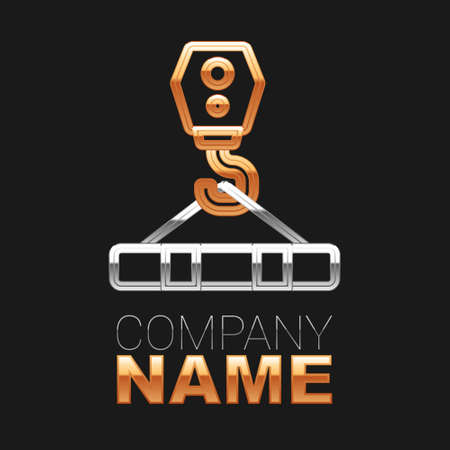 Line Crane hook icon isolated on black background. Industrial hook icon. Colorful outline concept. Vectorのイラスト素材