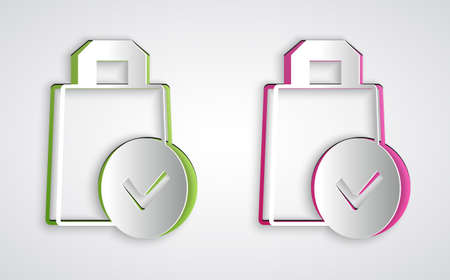 Paper cut Paper shopping bag icon isolated on grey background. Package sign. Paper art style. Vectorのイラスト素材