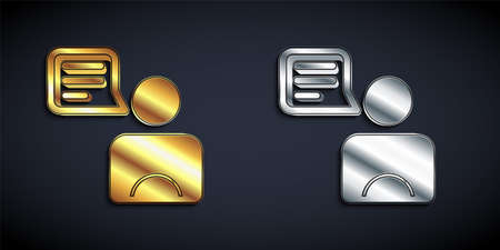 Gold and silver Taxi driver icon isolated on black background. Long shadow style. Vectorのイラスト素材