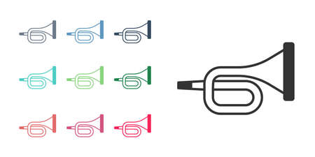Black Musical instrument trumpet icon isolated on white background. Set icons colorful. Vectorのイラスト素材