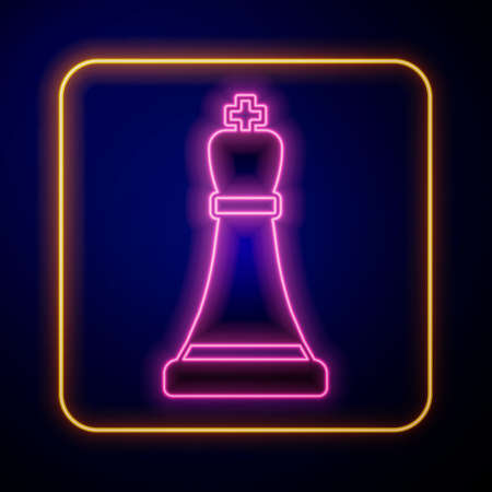 Glowing neon Chess icon isolated on black background. Business strategy. Game, management, finance. Vectorのイラスト素材