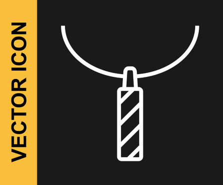 White line Pendant on necklace icon isolated on black background. Vectorのイラスト素材