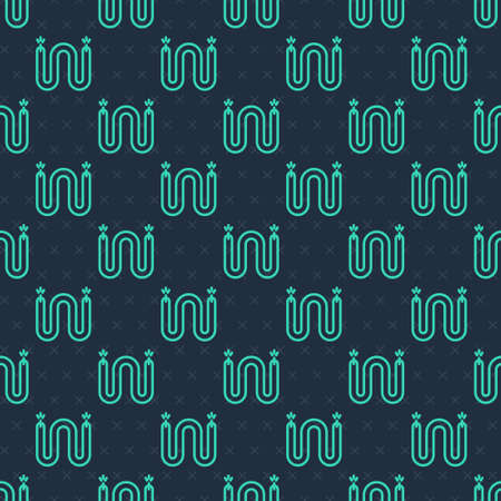 Green line Electric cable icon isolated seamless pattern on blue background. Electrical wire. Vector
