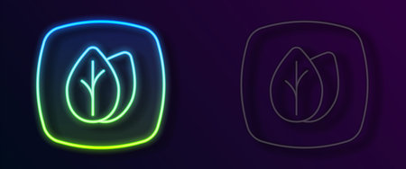 Glowing neon line Leaf icon isolated on black background. Leaves sign. Fresh natural product symbol. Vectorのイラスト素材