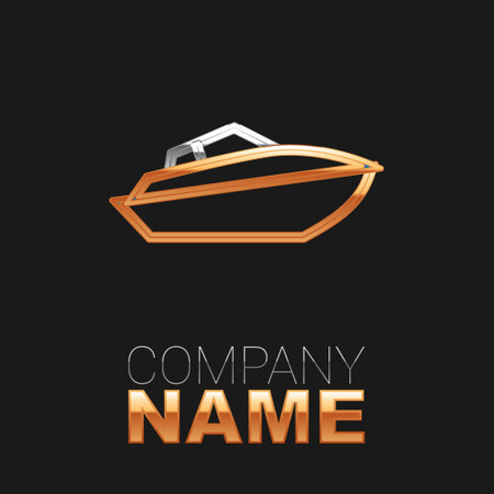 Line Speedboat icon isolated on black background. Colorful outline concept. Vectorのイラスト素材