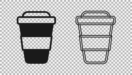 Black Coffee cup to go icon isolated on transparent background. Vectorのイラスト素材