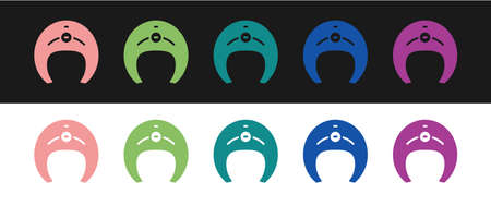 Set Fish steak icon isolated on black and white background. Vectorのイラスト素材