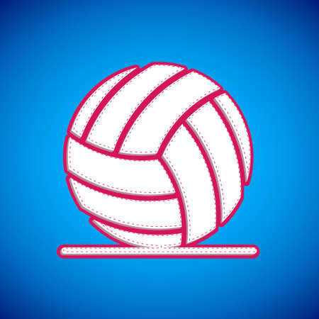 White Volleyball ball icon isolated on blue background. Sport equipment. Vectorのイラスト素材