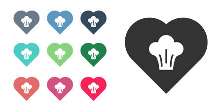Black Chef hat icon isolated on white background. Cooking symbol. Cooks hat. Set icons colorful. Vectorのイラスト素材