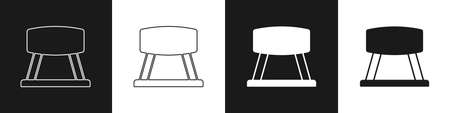 Set Pommel horse icon isolated on black and white background. Sports equipment for jumping and gymnastics. Vectorのイラスト素材