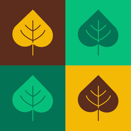 Pop art Leaf icon isolated on color background. Leaves sign. Fresh natural product symbol. Vectorのイラスト素材