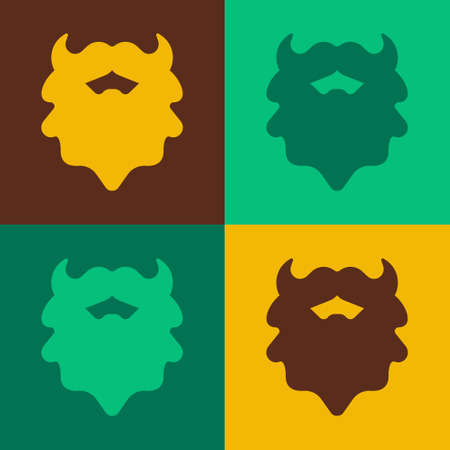 Pop art Mustache and beard icon isolated on color background. Barbershop symbol. Facial hair style. Vectorのイラスト素材
