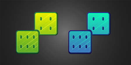 Green and blue Game dice icon isolated on black background. Casino gambling. Vectorのイラスト素材