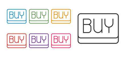 Set line Buy button icon isolated on white background. Financial and stock investment market concept. Set icons colorful. Vectorのイラスト素材