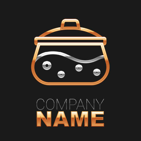 Line Cooking pot icon isolated on black background. Boil or stew food symbol. Colorful outline concept. Vectorのイラスト素材
