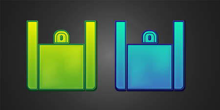 Green and blue Online ordering and fast food delivery icon isolated on black background. Vectorのイラスト素材