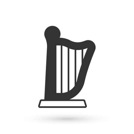 Grey Harp icon isolated on white background. Classical music instrument, orhestra string acoustic element. Vectorのイラスト素材