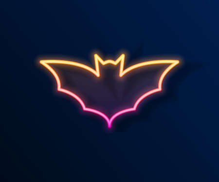 Glowing neon line Flying bat icon isolated on black background. Happy Halloween party. Vector