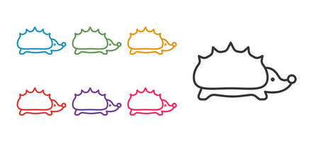 Set line Hedgehog icon isolated on white background. Animal symbol. Set icons colorful. Vectorのイラスト素材