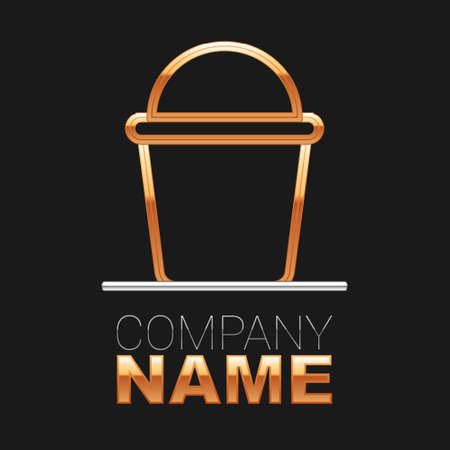 Line Bucket icon isolated on black background. Colorful outline concept. Vectorのイラスト素材